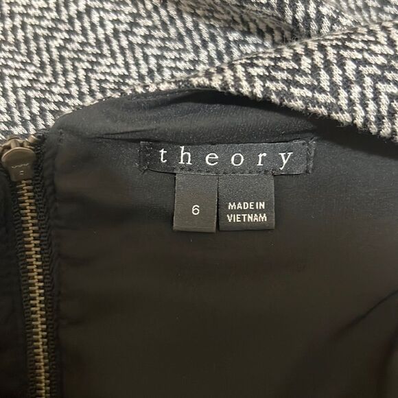 Theory dress wool blend cotton gray black chevron lined sleeveless 6 - Picture 2 of 6
